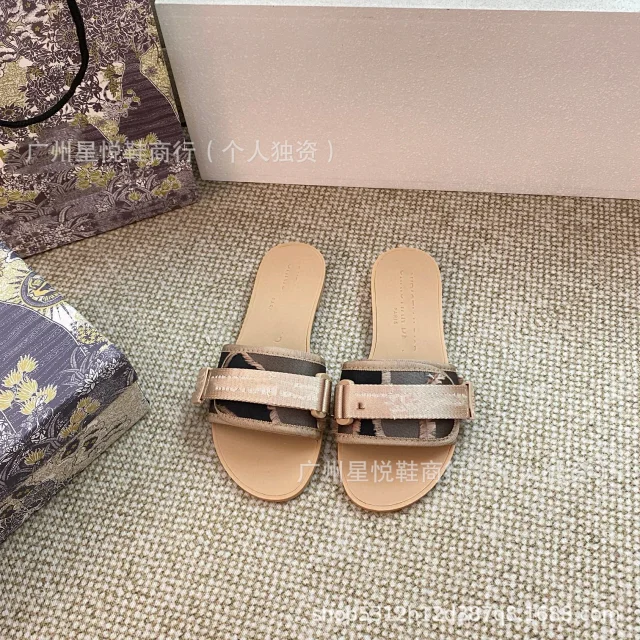 Dior Slippers Embroidered Logo Strap Flat Slides product detail image 15