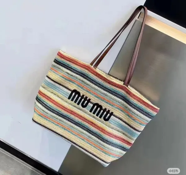 Miu Miu Striped Crochet Tote Bag Multicolor - 4