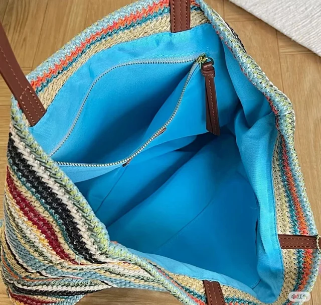 Miu Handbags Woven Striped Tote Bag product detail image 17