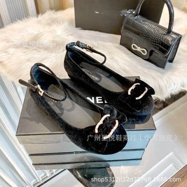 Unbranded Casual Shoes Velvet Mary Jane flats with bow and rhinestone buckle product detail image 6