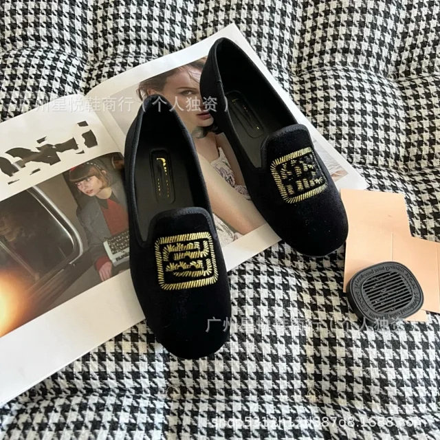 Unbranded Velvet embroidered square-toe loafers and backless mules product detail image 8
