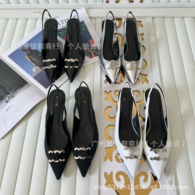 Unbranded High Heels Pointed-Toe Slingback with Metal Buckle product detail image 20