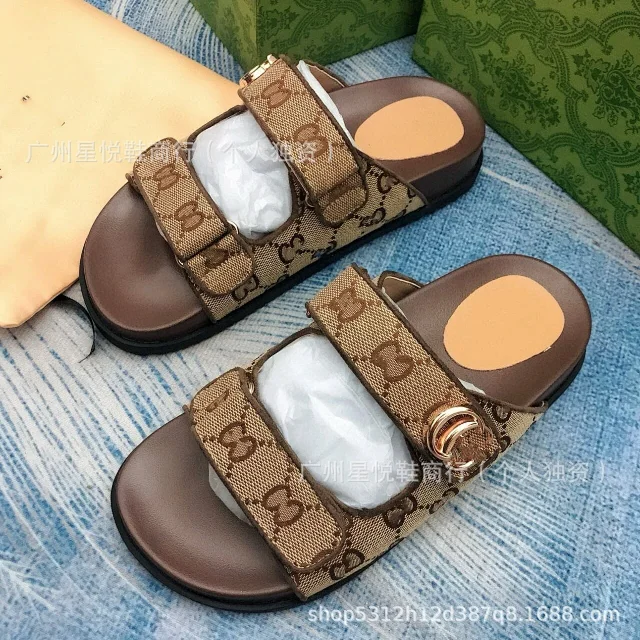 Gucci Sandals Rhinestone Double G Two-Strap Velcro Slide product detail image 1