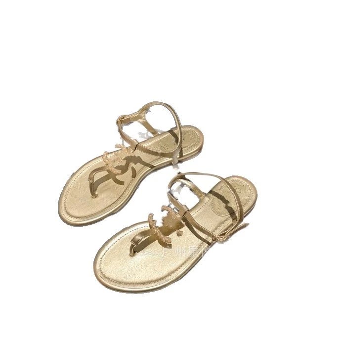 CHANEL Sandals Pearl Double C T-Strap Flat image 5