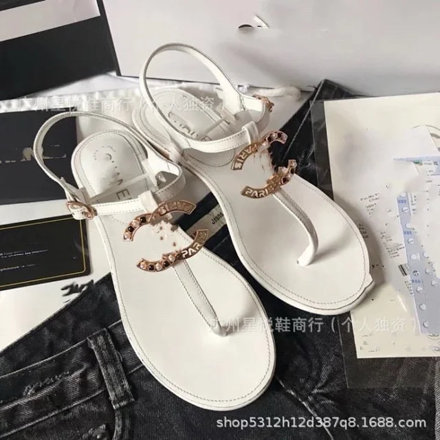 CHANEL Sandals Pearl Double C T-Strap Flat product detail image 12