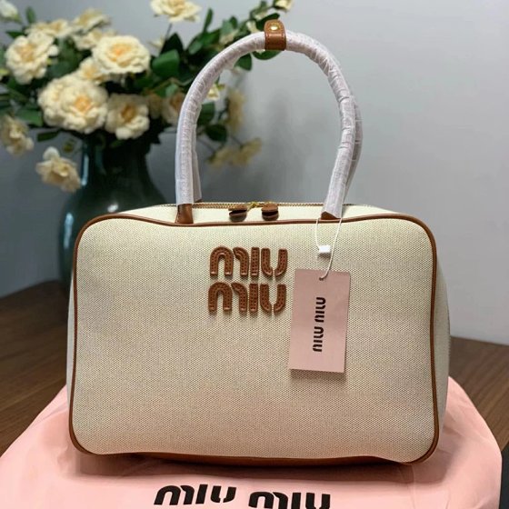 MIU MIU 2024 New Bowling Briefcase Large Capacity Handheld Shoulder Crossbody Bag Trendy Commuter Women's Tote | findsindex.com