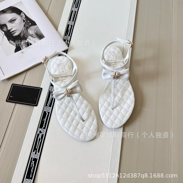 Unbranded Sandals Quilted Ankle-Strap Bow product detail image 5