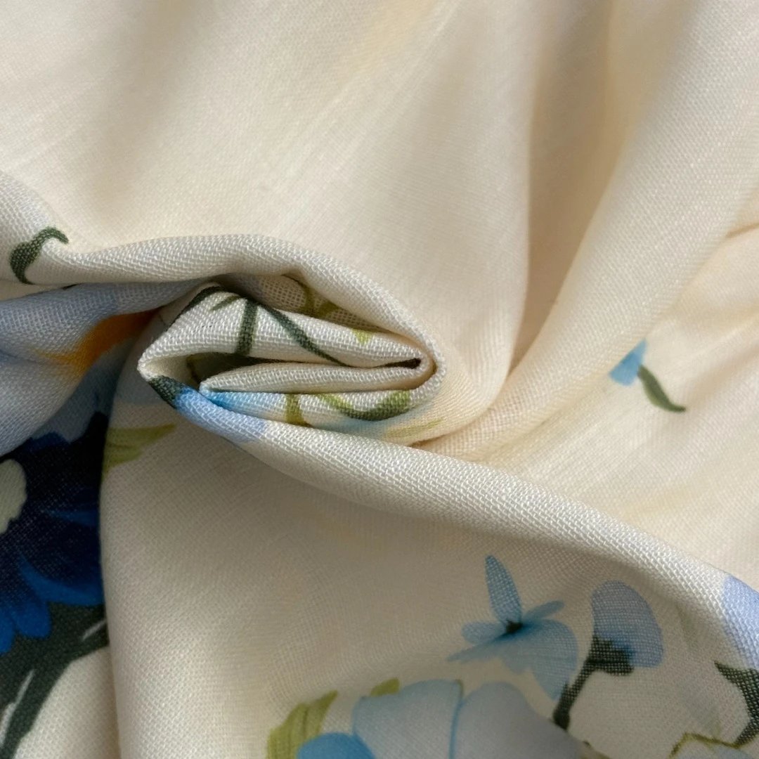 Saint Tears Floral Print Shirt Dress in Beige with Blue Accents - 11