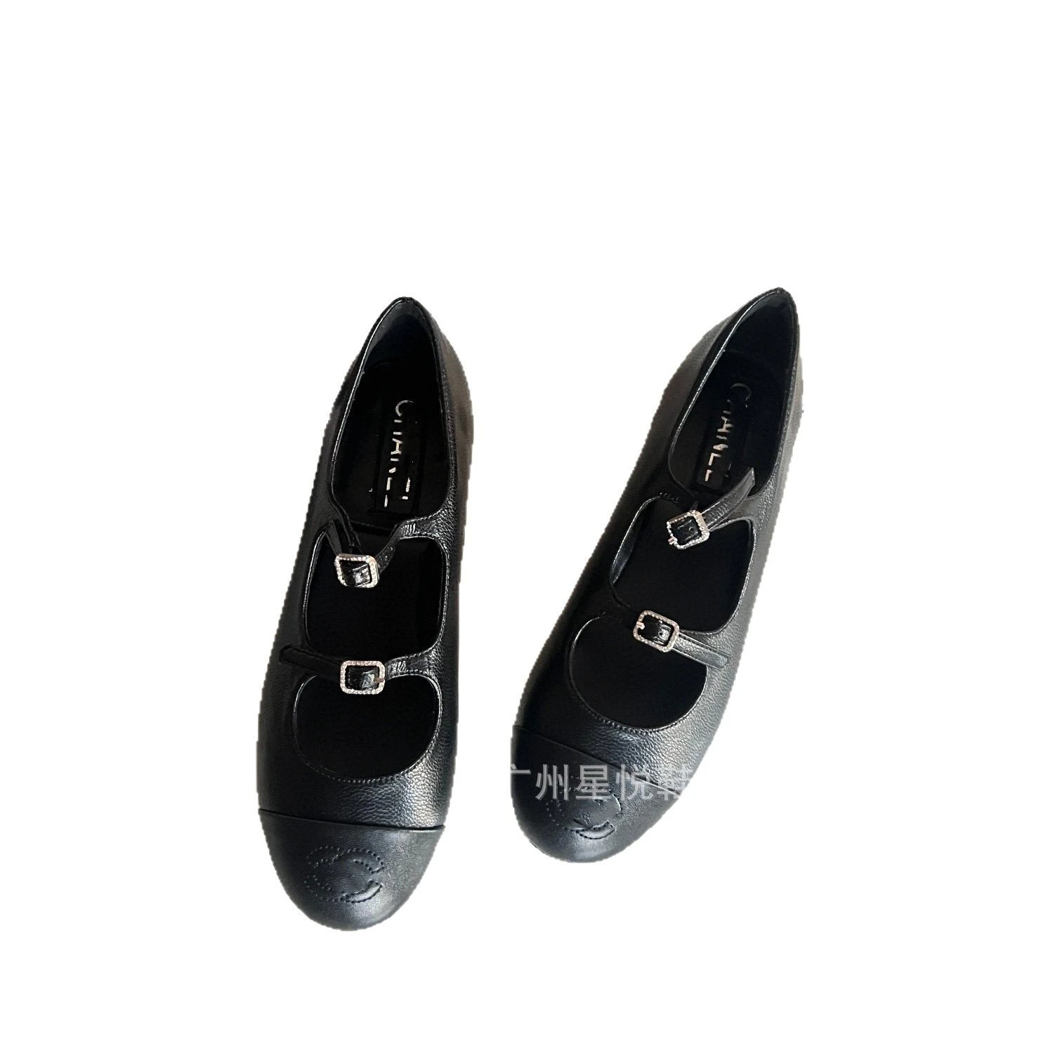 Chanel Leather Shoes Two-Strap Cap-Toe Mary Jane Flats image 5