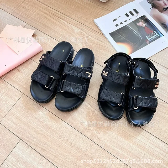 Miu Sandals Quilted double-strap hook-and-loop platform product detail image 5
