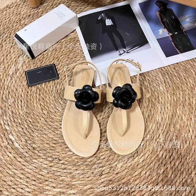 Unbranded Sandals Ankle-Strap Thong with Quilted Footbed and Pearl Flower Embellishment product detail image 17