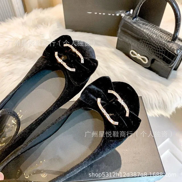 Unbranded Casual Shoes Velvet Mary Jane flats with bow and rhinestone buckle product detail image 8