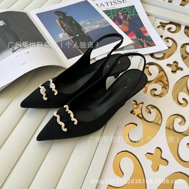 Unbranded High Heels Pointed-Toe Slingback with Metal Buckle product detail image 12