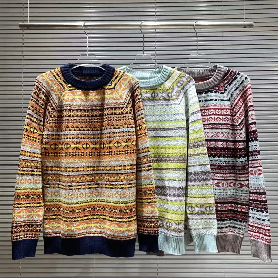 Off-White Architectural Pattern Knit Sweater Navy and Cream - 6