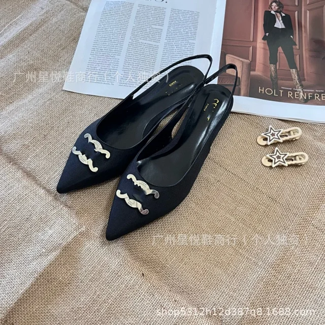 Unbranded High Heels Pointed-Toe Slingback with Metal Buckle product detail image 3
