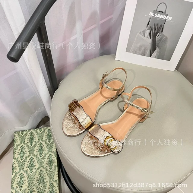 Unbranded Sandals Ankle-strap flat with double-ring ornament product detail image 12