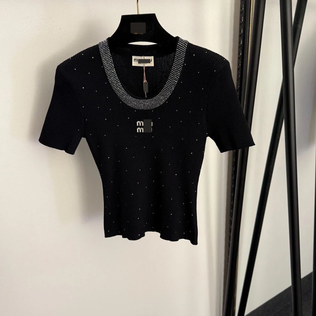Miu Miu Embellished Ribbed Knit Crop Top White - 8