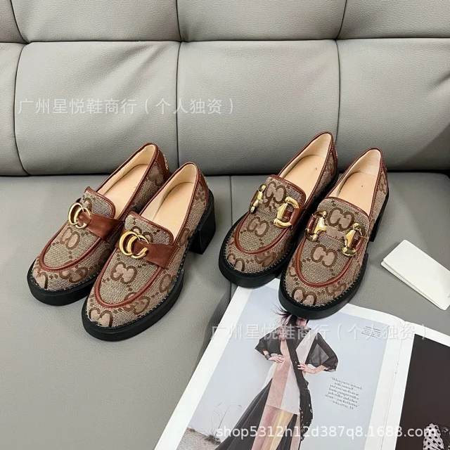 Gucci Casual Shoes GG canvas platform loafers with horsebit-style hardware product detail image 16