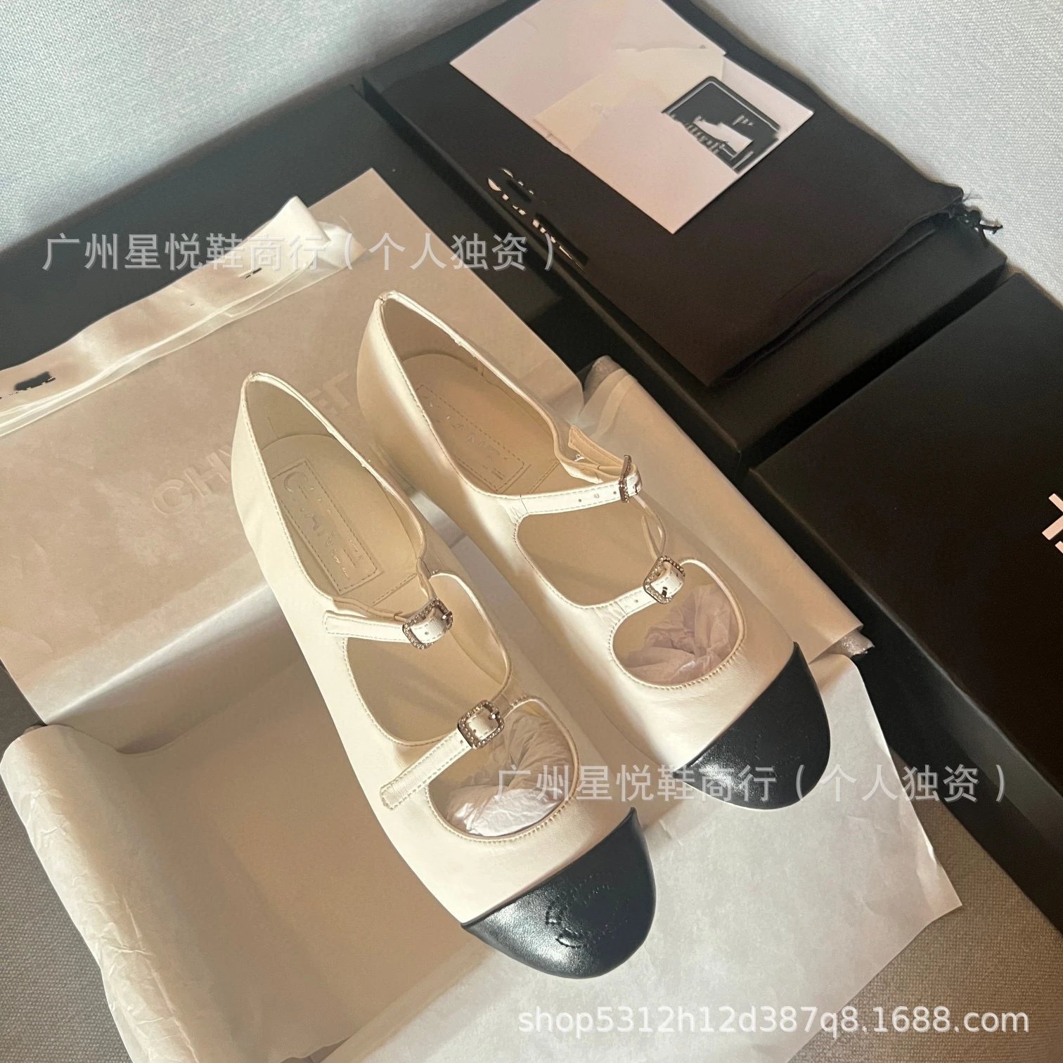 Chanel Mary Jane Flats Black Leather Shoes - 3
