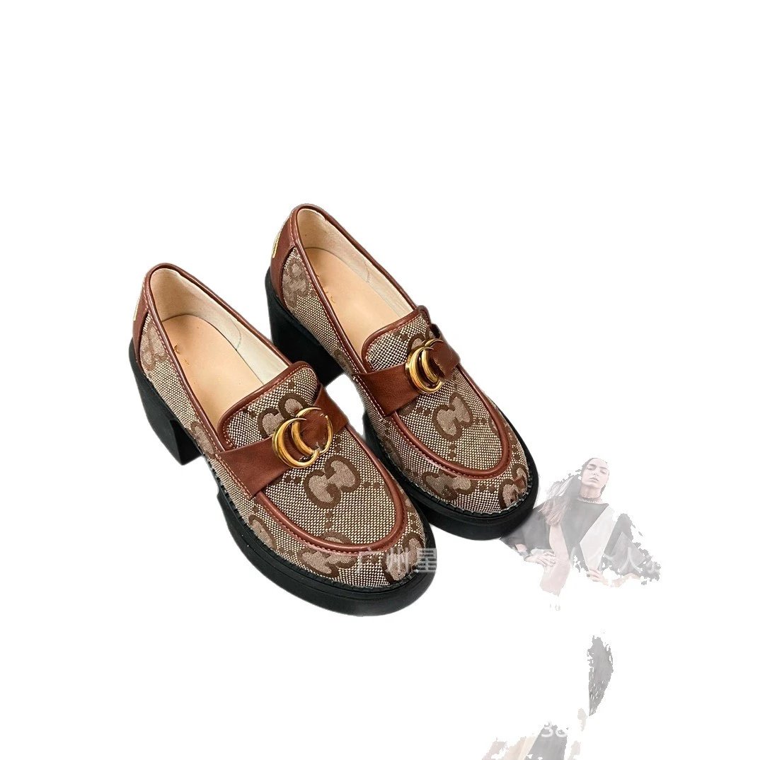 Gucci Casual Shoes GG canvas platform loafers with horsebit-style hardware image 5