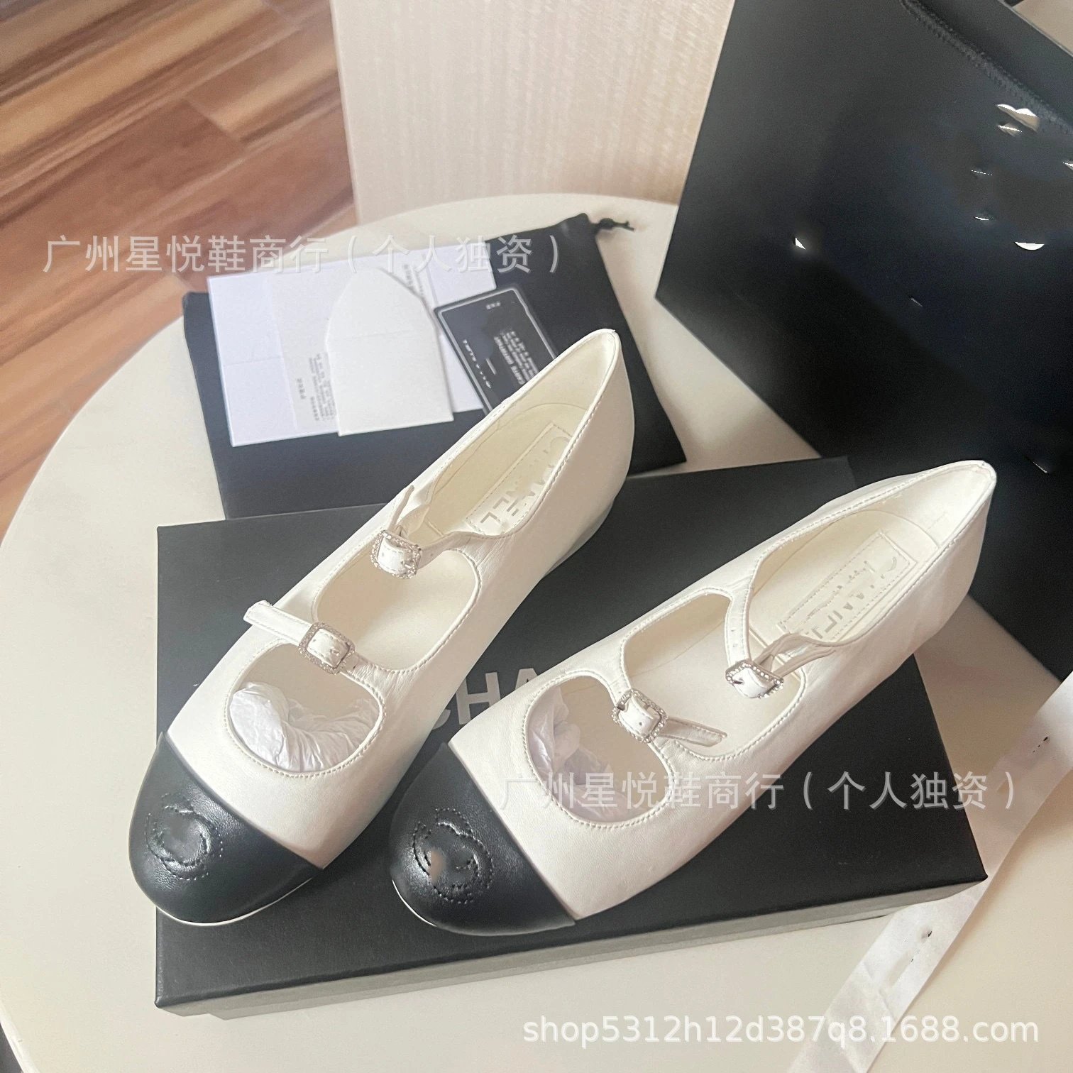 Chanel Mary Jane Flats Black Leather Shoes - 2