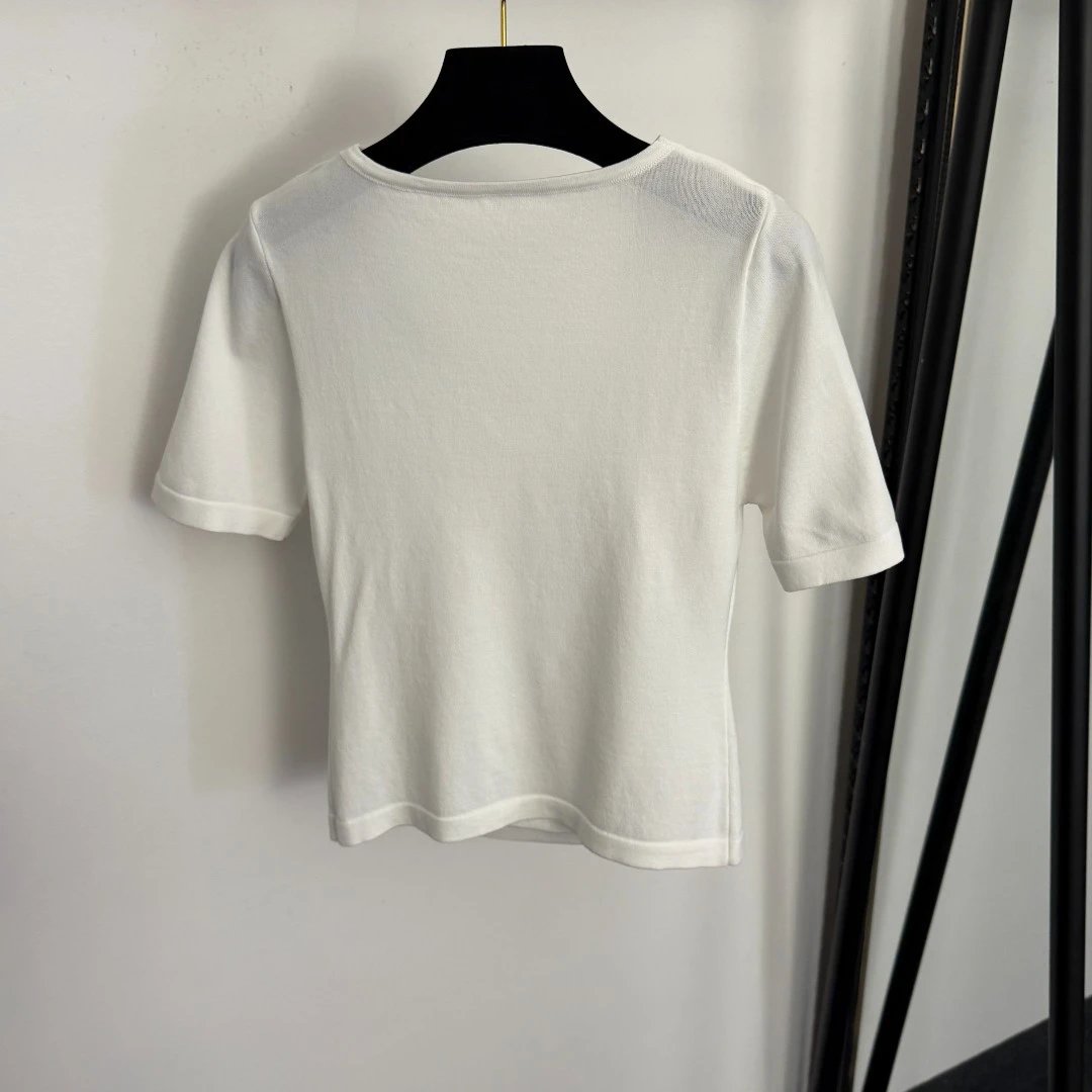 Chanel Cowl Neck Cropped T-Shirt White - 7