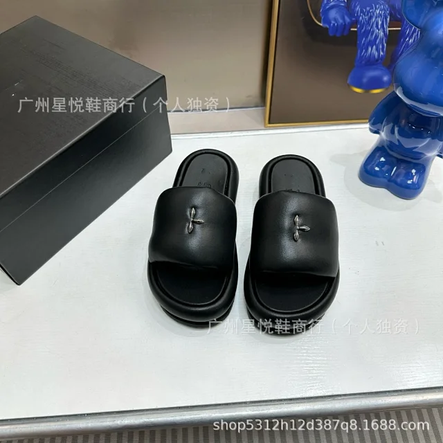 Unbranded Slippers Platform slide with metal bow ornament product detail image 10