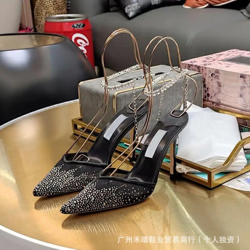 Valentino Garavani Rockstud Spike Crystal-Embellished Stiletto Heels Black - 9