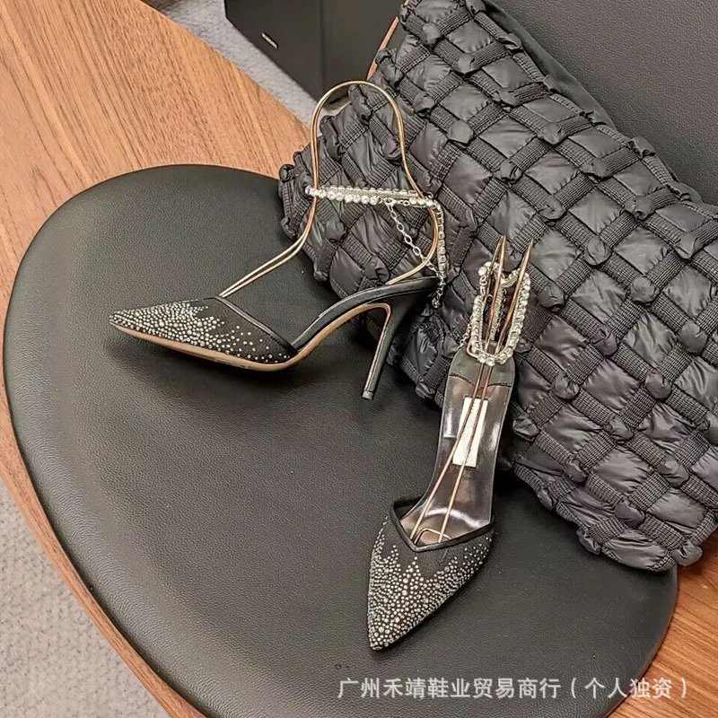 Valentino Garavani Rockstud Spike Crystal-Embellished Stiletto Heels Black - 10