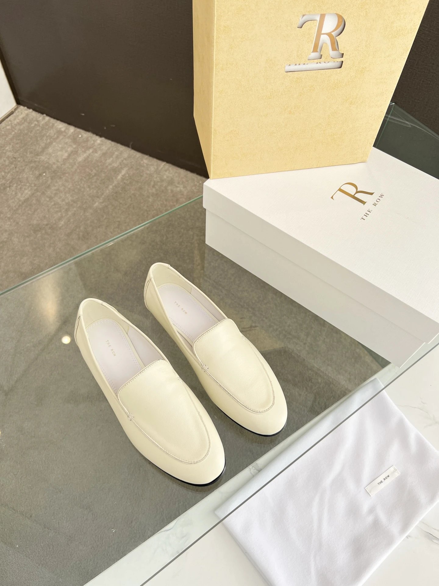 The Row Loafer Cream Leather Loafers - 19