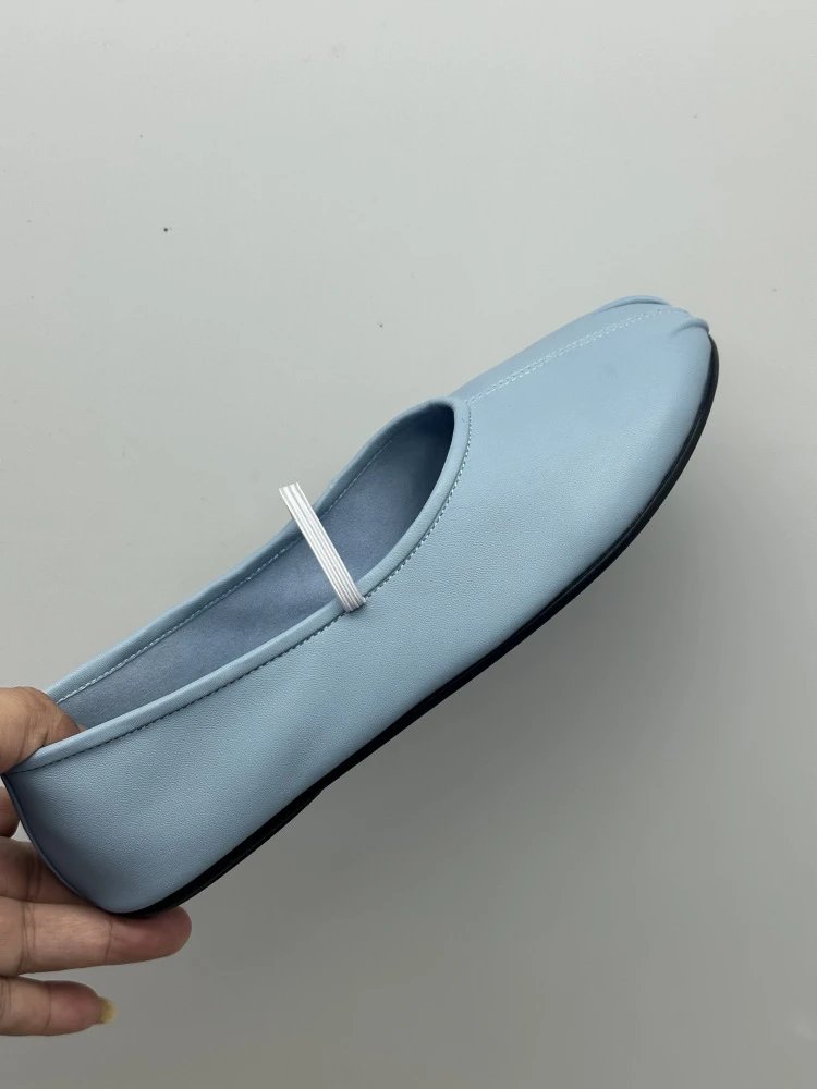 Brown Leather Mary Jane Flat Shoes - 32