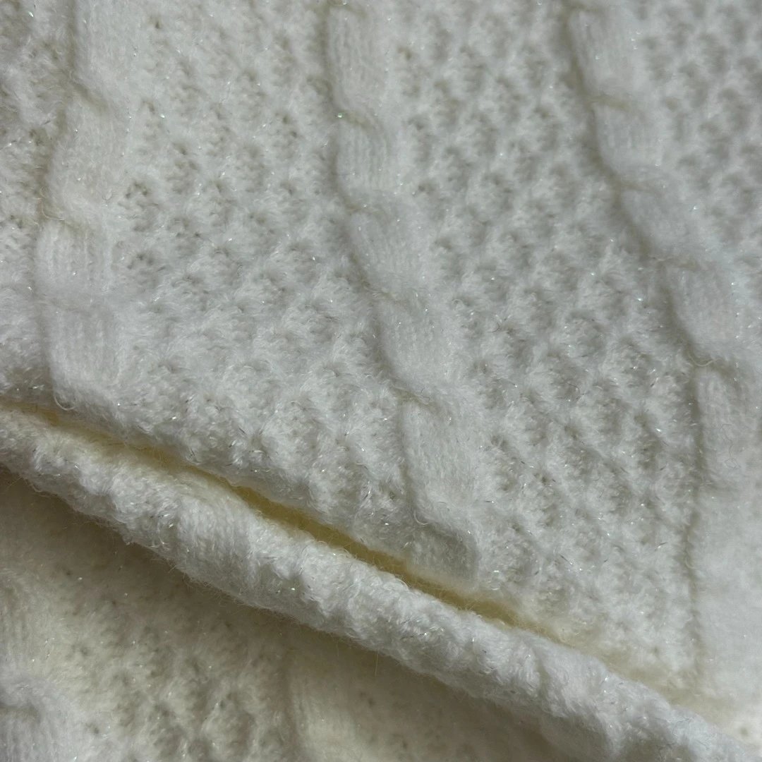 Chanel Pearl-Embellished Cable Knit Cardigan White - 10