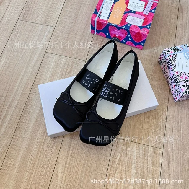 Maison Margiela Leather Shoes Tabi split-toe bow ballet flats product detail image 9