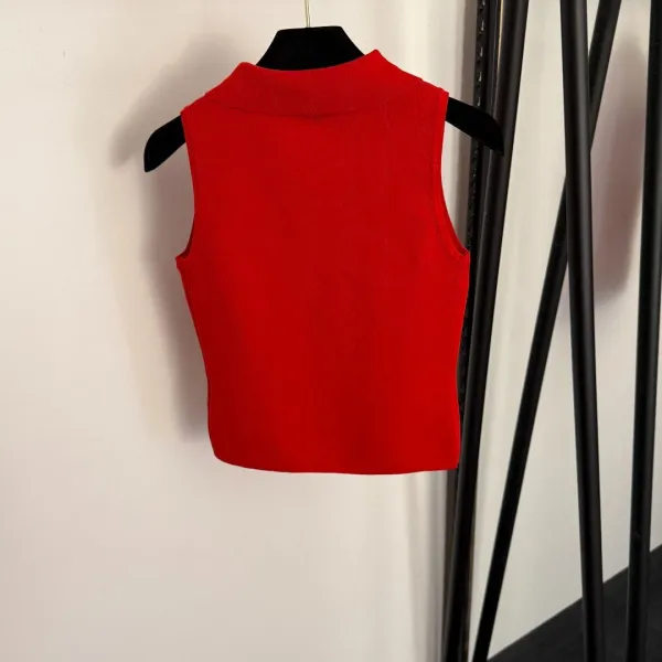Chanel Collar Knit Vest Black - 7