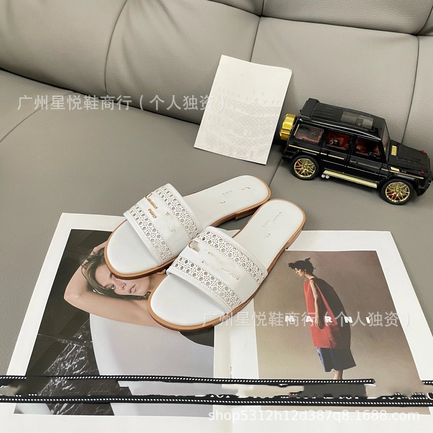 Christian Dior J'Adior Slide Black Studded Logo Sandals - 3