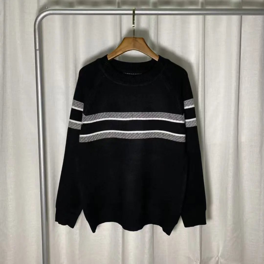Design Striped Knit Sweater Black - 1