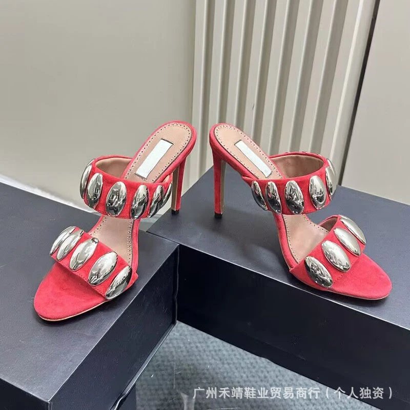 Valentino Garavani Rockstud Flat Mules Beige Sandals - 11