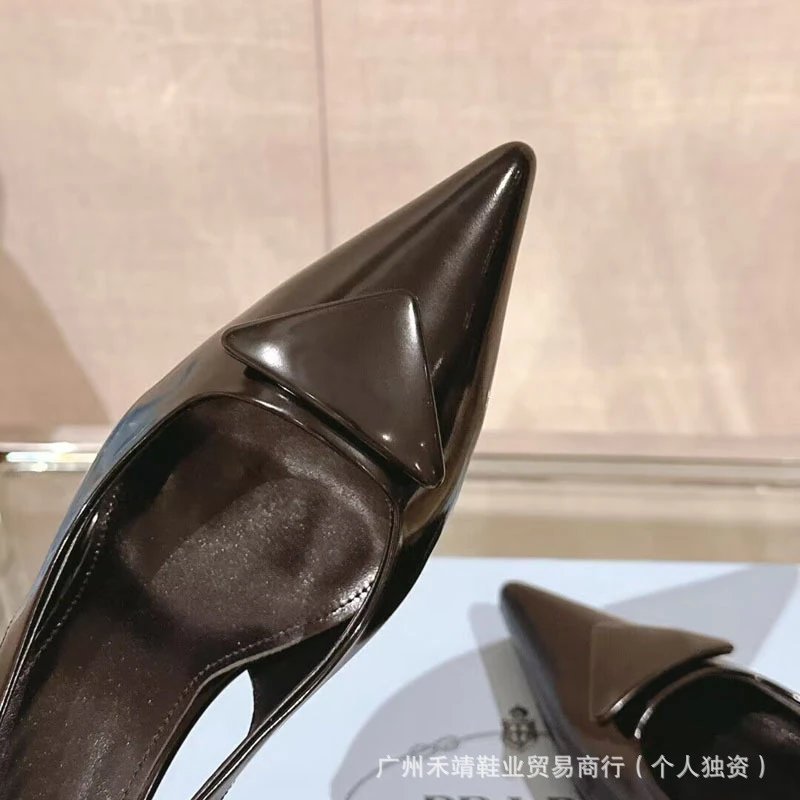 Prada Triangle-Toe Slingback Heels in Nude Pink - 11