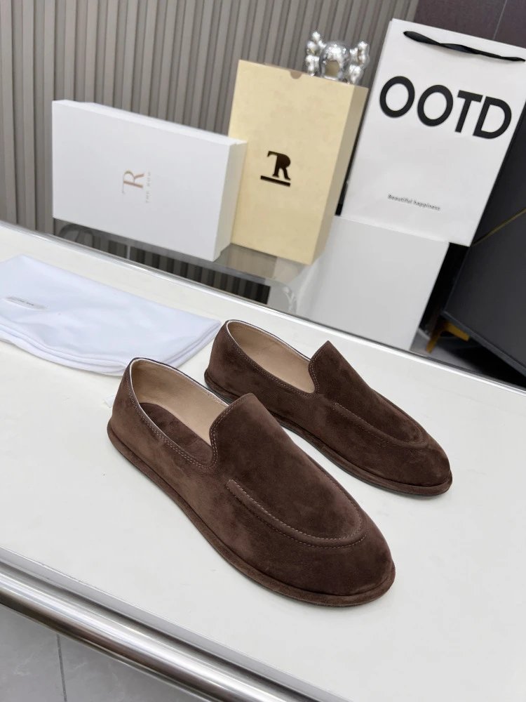 R Brand Suede Loafer Black Casual Shoes - 5
