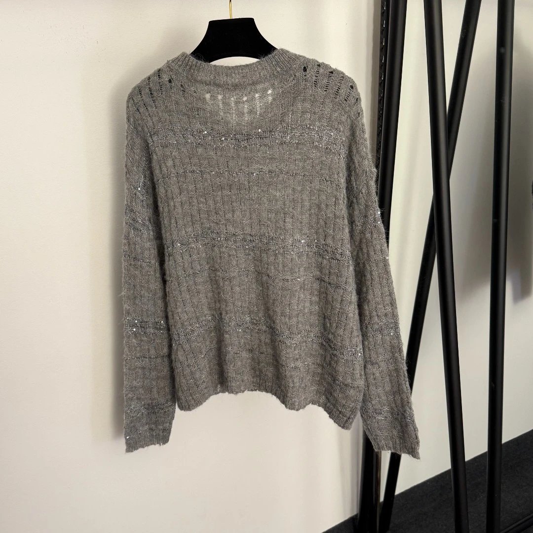 LCNE Ribbed Knit Sweater Beige Sweater - 5