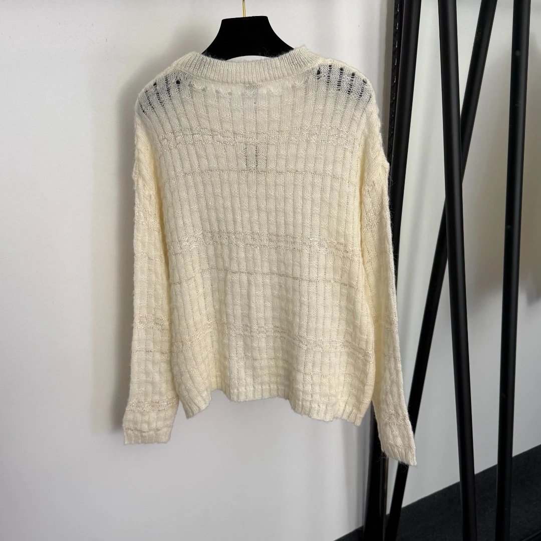 LCNE Ribbed Knit Sweater Beige Sweater - 7