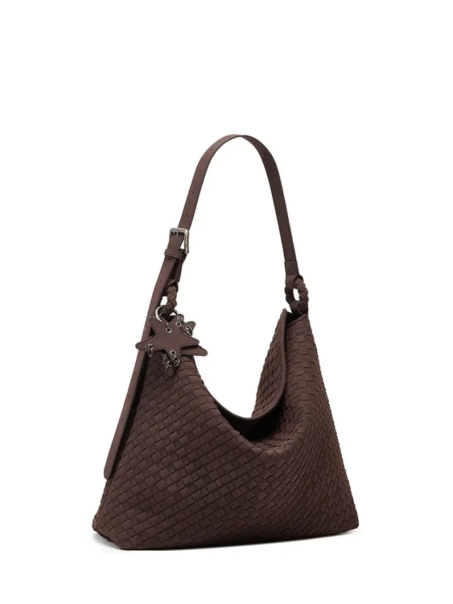 Unbranded Shoulder Bags Woven Hobo Bag with Braided Strap and Star Charm product detail image 1