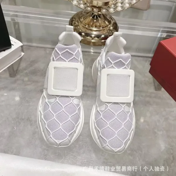 Roger Vivier Rockstud Spike White Mesh Sneakers - 1