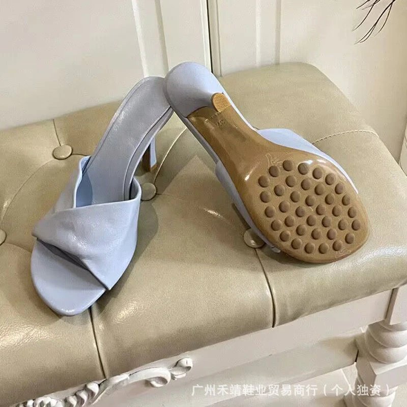 Brown Crisscross Mule Heels - 4