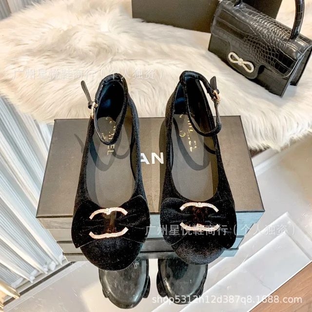 Unbranded Casual Shoes Velvet Mary Jane flats with bow and rhinestone buckle product detail image 9