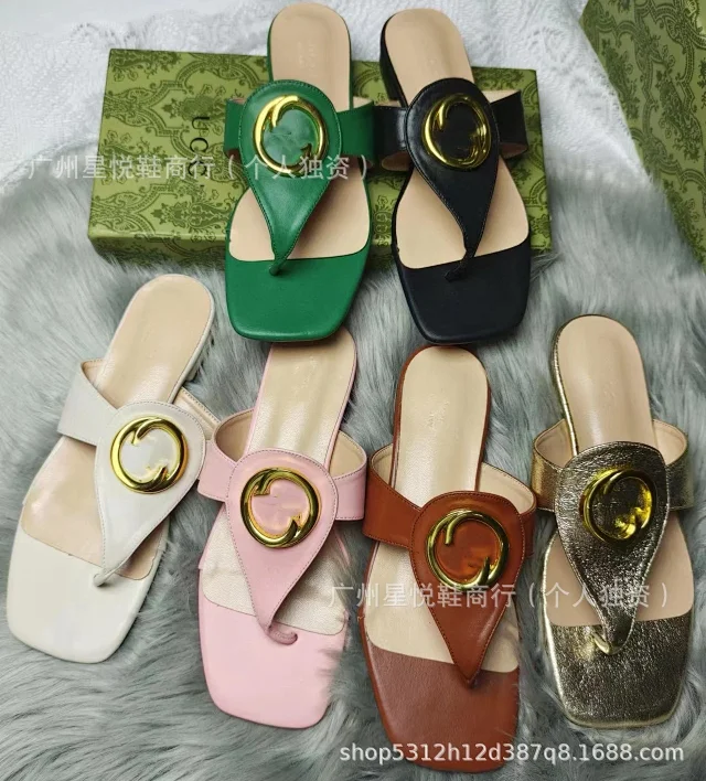 Gucci Slippers Square-Toe GG Monogram Buckle Slide product detail image 1