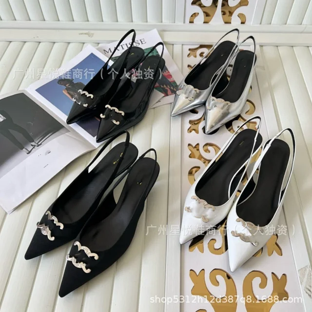 Unbranded High Heels Pointed-Toe Slingback with Metal Buckle product detail image 19