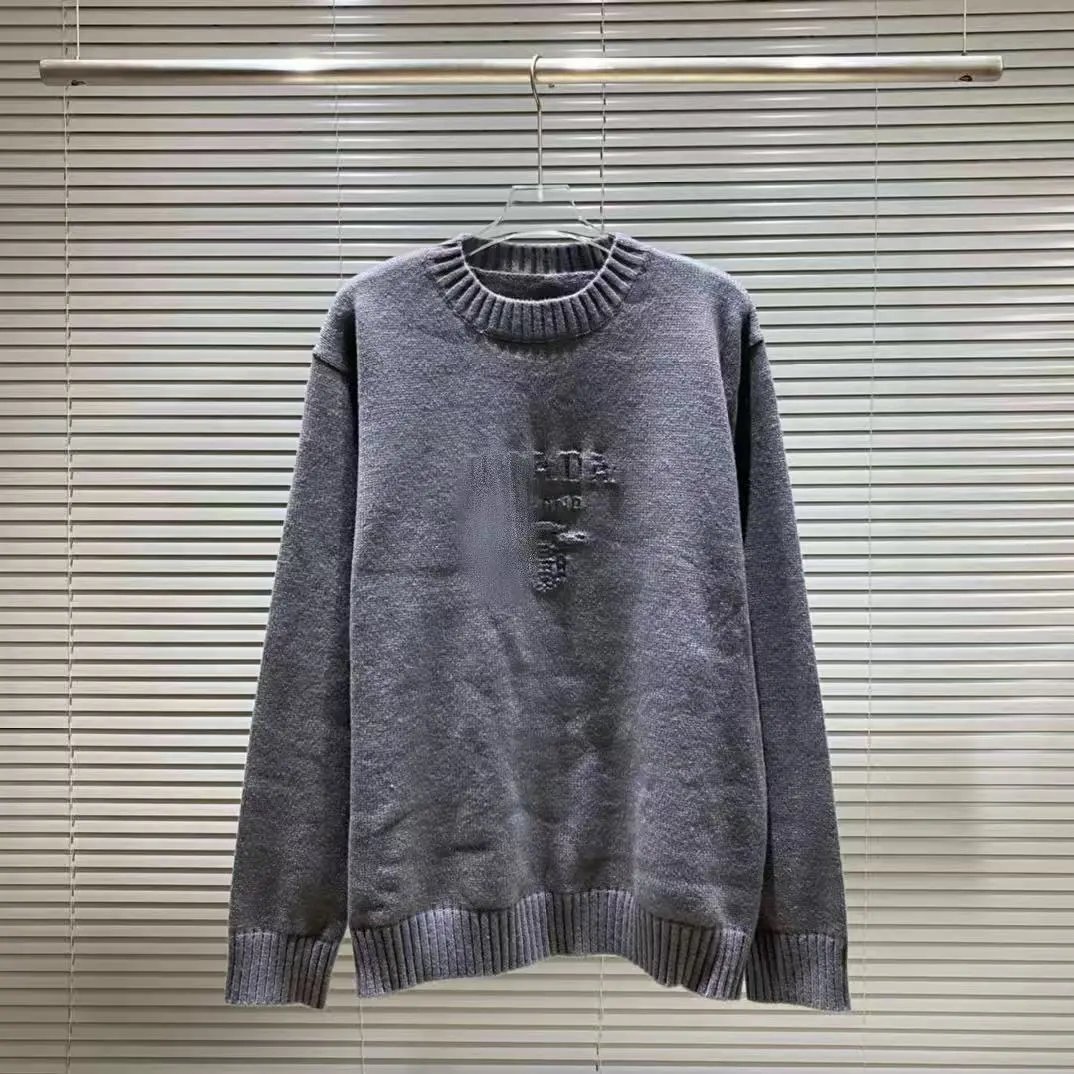 Prada Logo-Embroidered Ivory Knit Sweater - 9