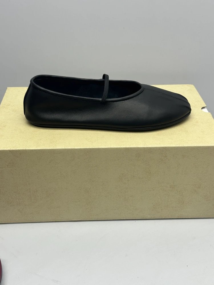 Brown Leather Mary Jane Flat Shoes - 16