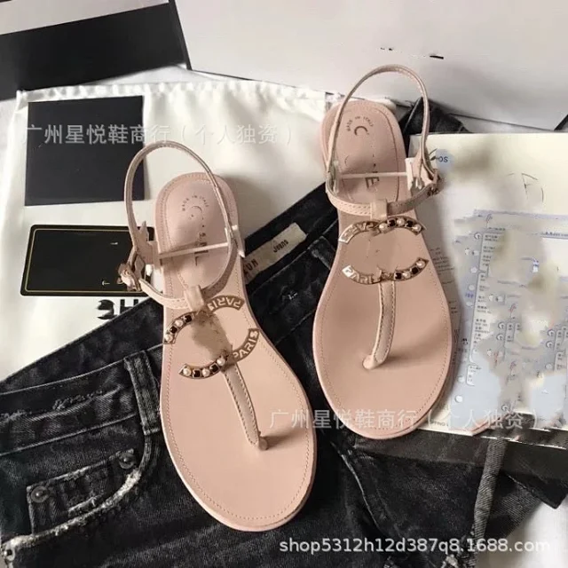 CHANEL Sandals Pearl Double C T-Strap Flat product detail image 11